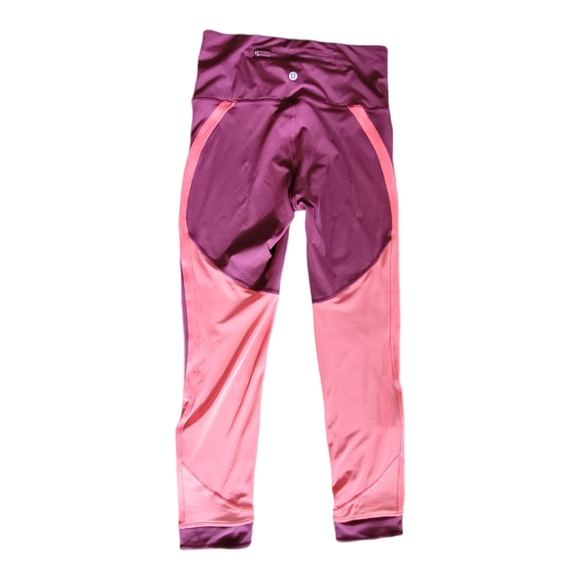 Lululemon Zip the Line Crop Deep Ruby Poppy Coral Breathable Mesh Leggings 6 - Picture 4 of 16